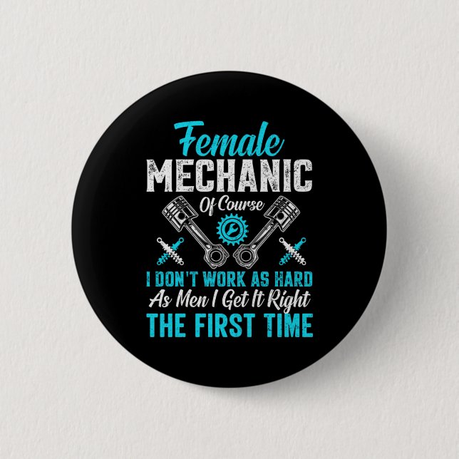 Female Mechanic 2 Inch Round Button (Front)