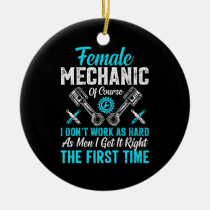 Female Mechanic Ceramic Ornament