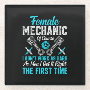 Female Mechanic Glass Coaster