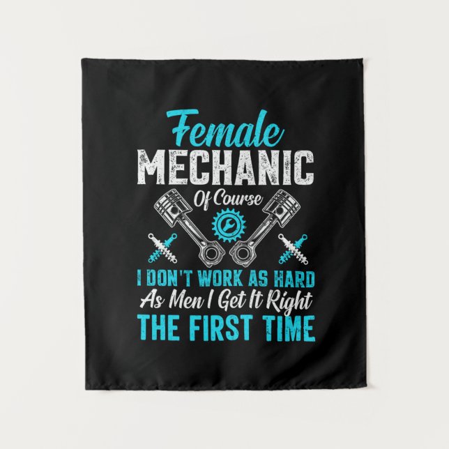 Female Mechanic Tapestry (Front)
