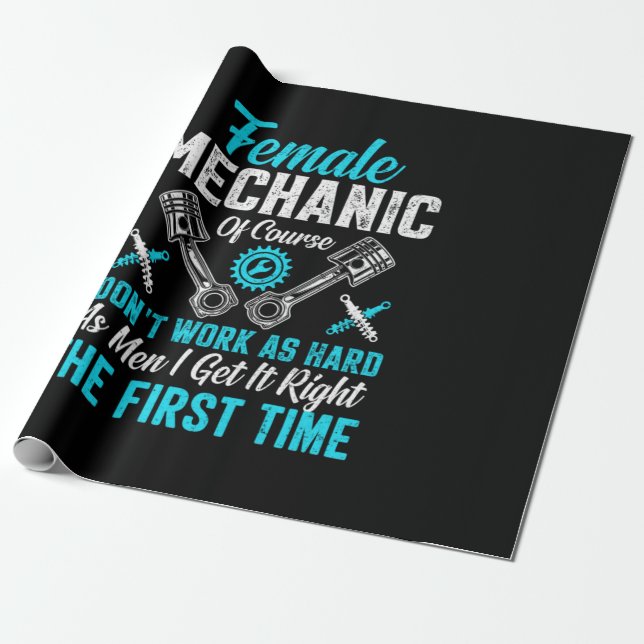 Female Mechanic Wrapping Paper (Unrolled)
