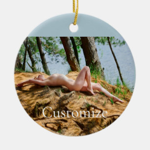 Female Model Sunbathing Thunder_Cove  Ceramic Ornament