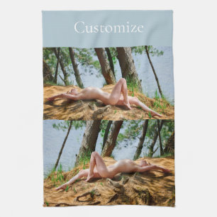Female Model Sunbathing Thunder_Cove Kitchen Towel