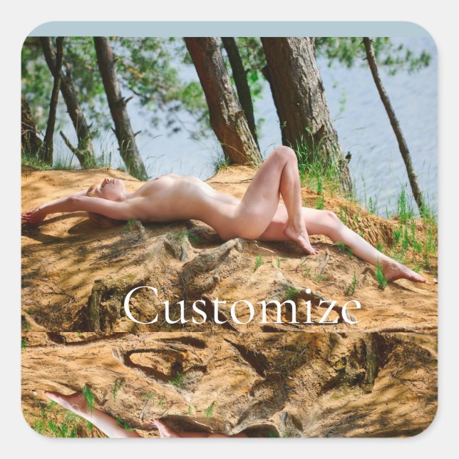 Female Model Sunbathing Thunder_Cove  Square Sticker (Front)