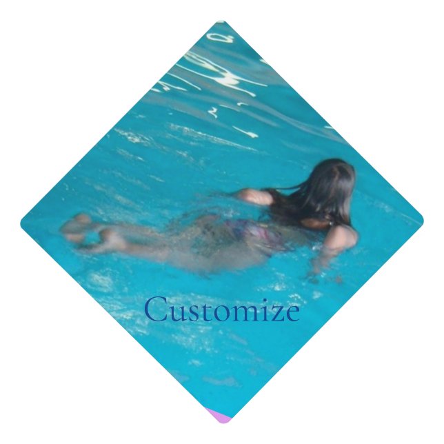 Female Model Swimming Thunder_Cove Graduation Cap Topper (Front)