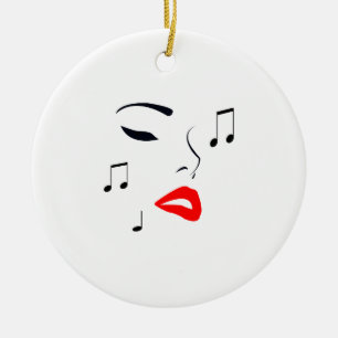 Female Music Face Ceramic Ornament