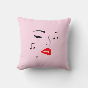 Female Music Face Throw Pillow