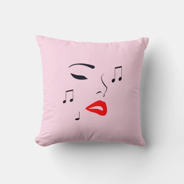 Female Music Face Throw Pillow (Front)