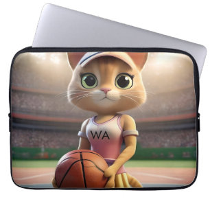 Female Netball Cat, Laptop Sleeve