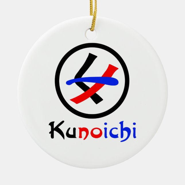 Female Ninja Kunoichi くノ一 Ceramic Ornament (Front)