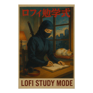Female Ninja Lofi Study Mode Poster