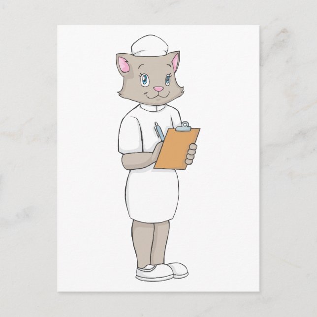 Female Nurse Cat Postcard (Front)