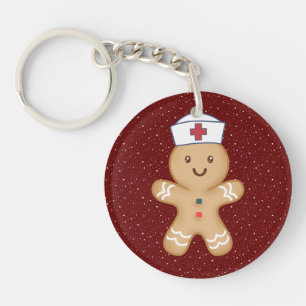 Female Nurse Day Mom Appreciation Red Cross Cookie Keychain