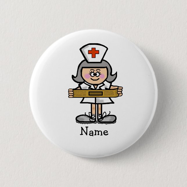 Female Nurse with Grey Hair Button  Customize It! (Front)