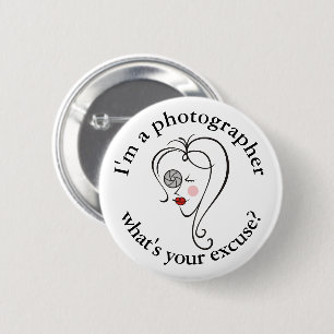 Female photographer 2 inch round button