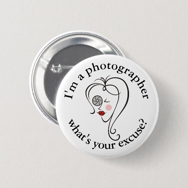 Female photographer 2 inch round button (Front & Back)