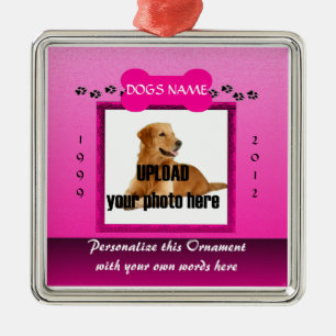 Female Pink Dog Memorial Metal Ornament
