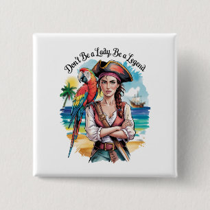 Female Pirate Buccaneer Beauty On Deck 2 Inch Square Button