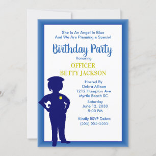 Female Police Officer Birthday Party Invitation
