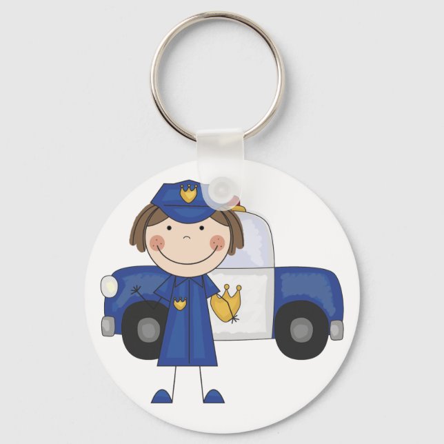 Female Police Officer Tshirts and Gifts Keychain (Front)