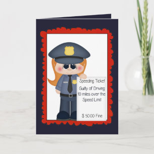 Female police traffic cop greeting add words card