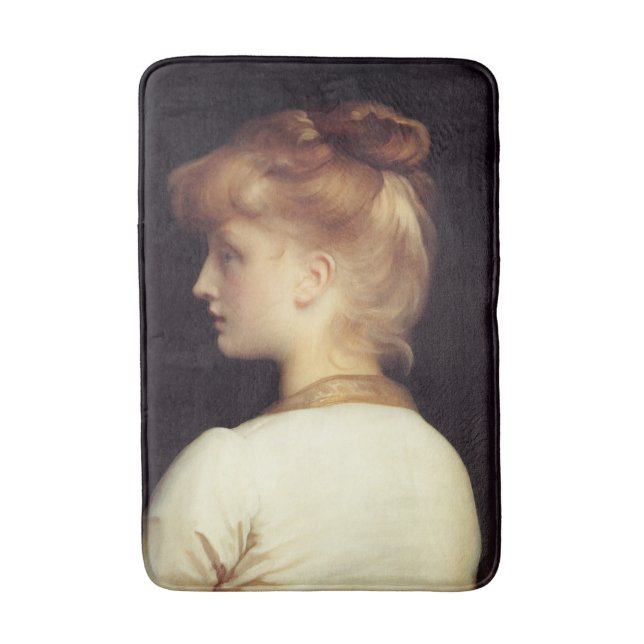 Female Portrait From Behind (by Frederic Leighton) Bath Mat (Front Vertical)