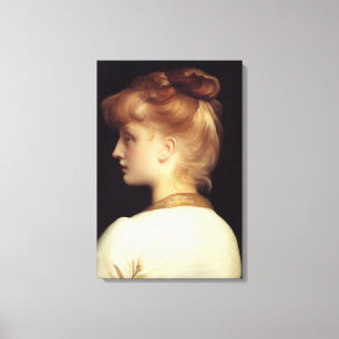 Female Portrait From Behind (by Frederic Leighton) Canvas Print