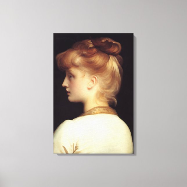 Female Portrait From Behind (by Frederic Leighton) Canvas Print (Front)