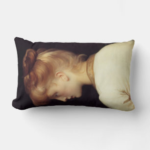 Female Portrait From Behind (by Frederic Leighton) Lumbar Pillow