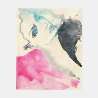 Female Portrait: Watercolor Illustration Fleece Blanket
