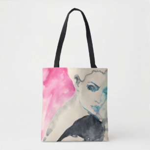 Female Portrait: Watercolor Illustration Tote Bag