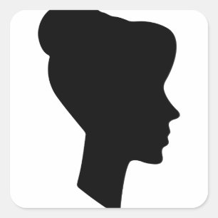 Female Profile Silhouette Square Sticker