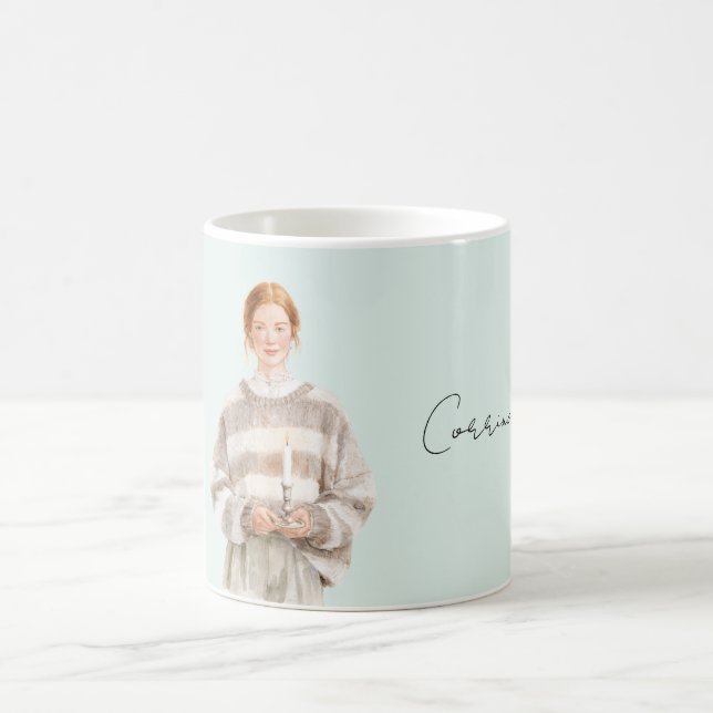 Female Redhead Sweater Candle Coffee Mug (Center)