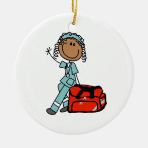 Female Respiratory Therapist or EMT Ceramic Ornament