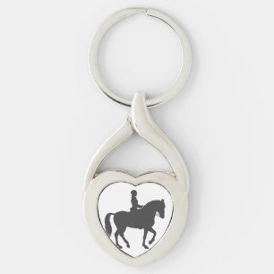 female riding horse  - Choose background colour Keychain