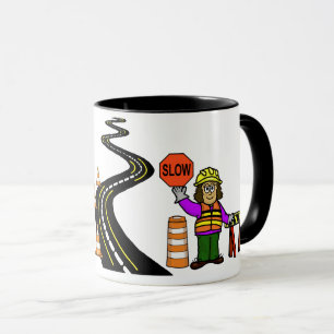 Female Road Worker Traffic Mug