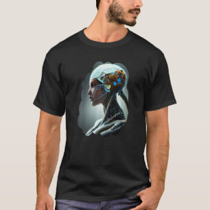 Female Robot Sci Fi Cyborg Unique Futuristic Digit T-Shirt