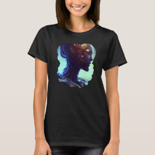 Female Robot Sci Fi Cyborg Unique Futuristic Digit T-Shirt