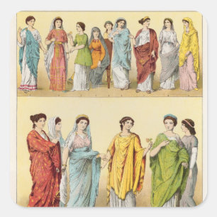 Female Roman Dress Square Sticker