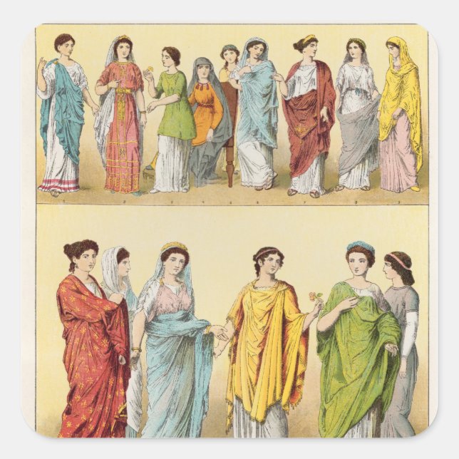 Female Roman Dress Square Sticker (Front)
