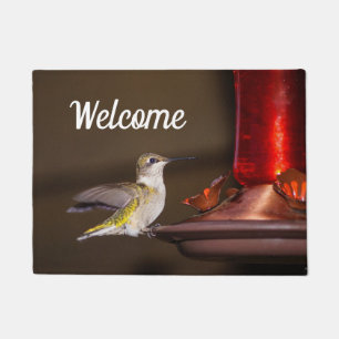 Female Ruby-throated Hummingbird Welcome Doormat
