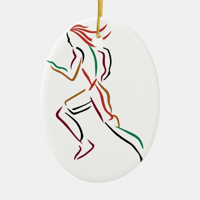 Female Runner Ceramic Ornament (Front)