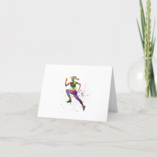 Female runner in watercolor thank you card