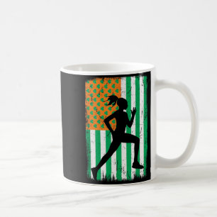 Female Runner Irish American Flag St Patrick's Day Coffee Mug