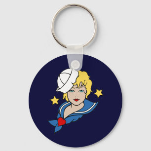 Female Sailor Tattoo Keychain