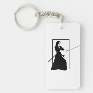 Female Samurai Warrior with Sword Keychain