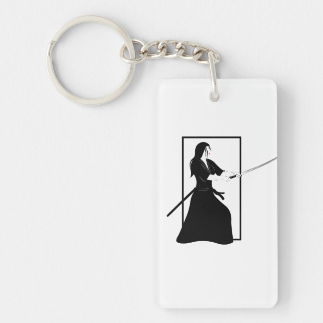 Female Samurai Warrior with Sword Keychain (Front)