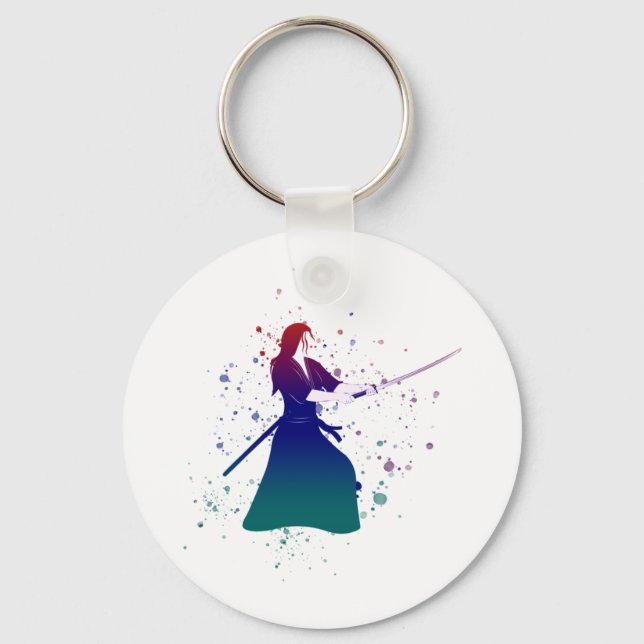 Female Samurai Warrior with Sword Keychain (Front)