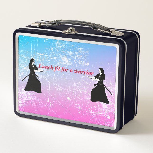 Female Samurai Warrior with Sword Metal Lunch Box (Front)