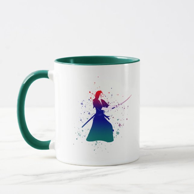Female Samurai Warrior with Sword Mug (Left)